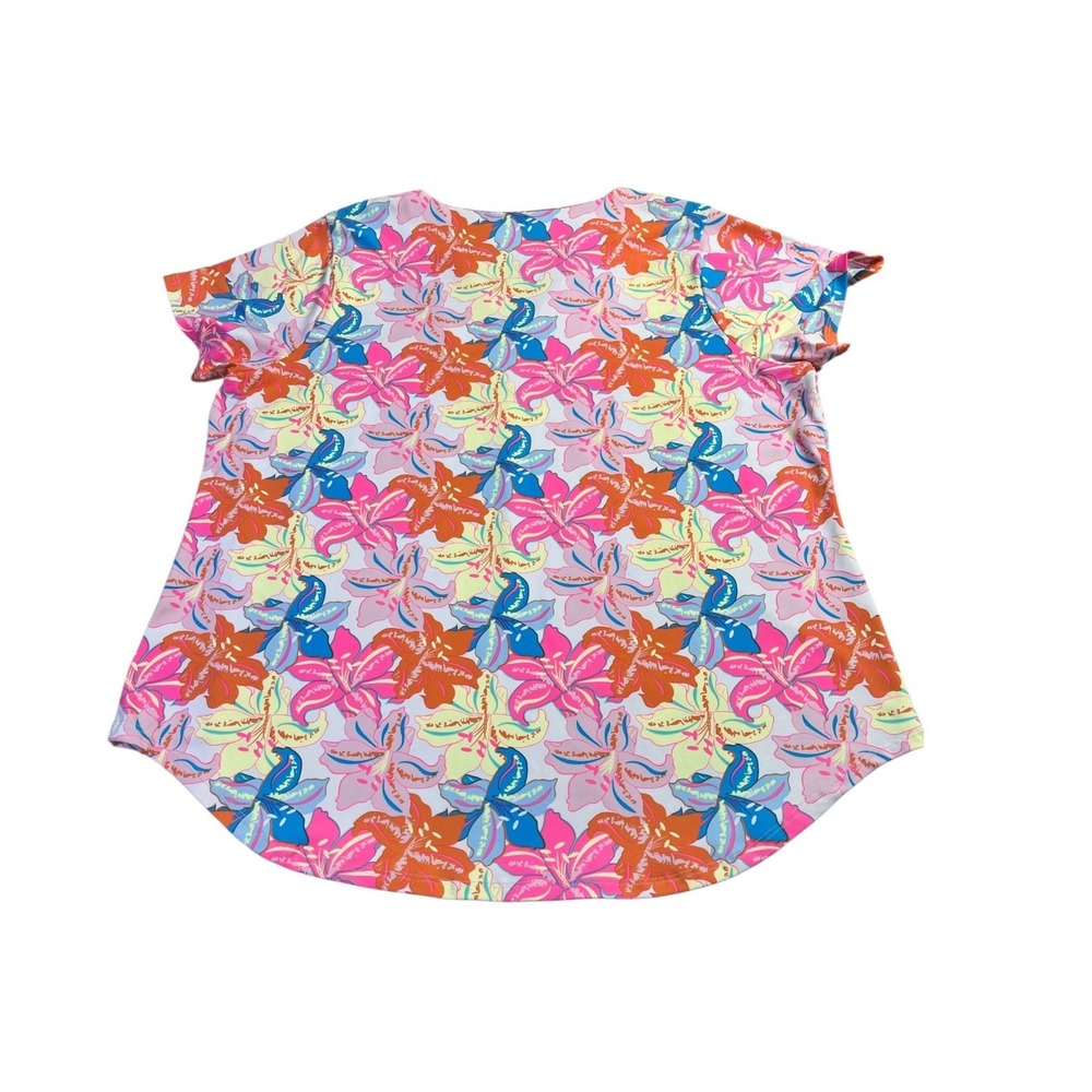Lulu B UPF 50 Tropical Floral Top Women's sz L Pink Cooling Golf Resort Beach - Picture 10 of 14